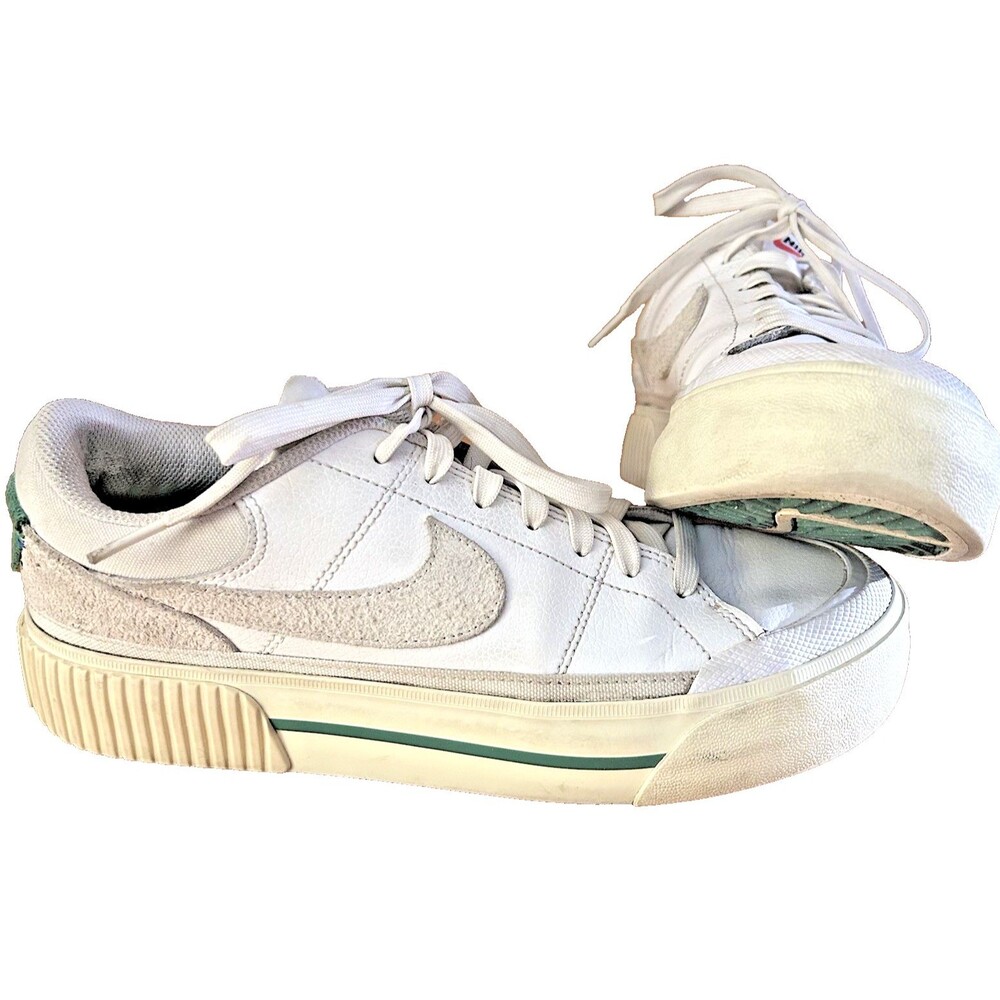 NIKE COURT LEGACY LIFT WHITE-GREEN-SUMMIT WHITE Women SZ 9